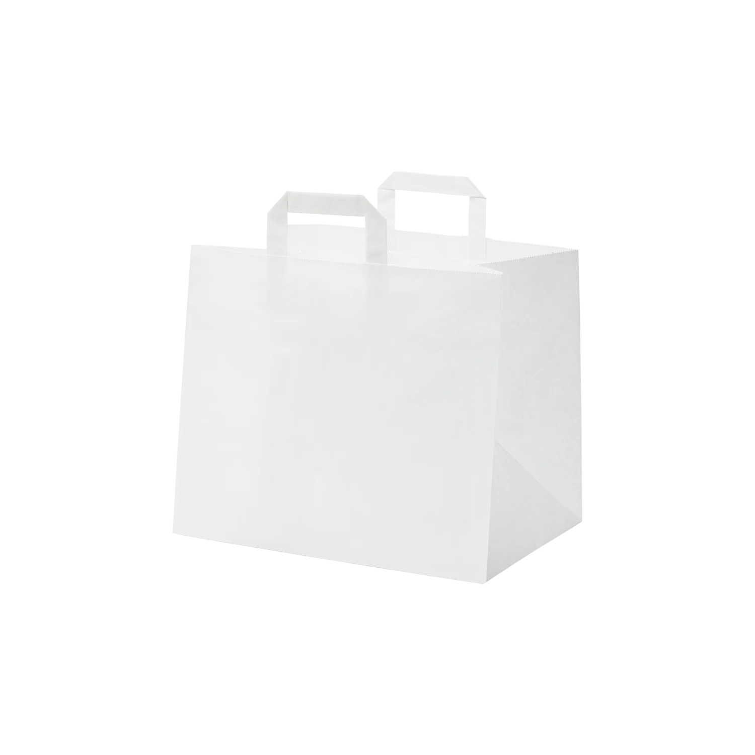 Papieren takeaway draagtas met plat papieren handvat