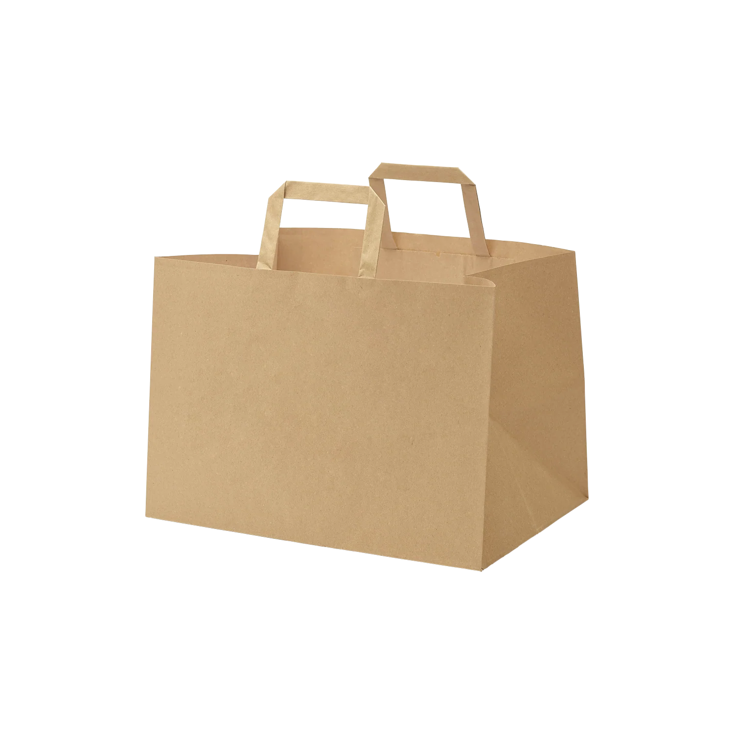 Papieren takeaway draagtas met plat papieren handvat