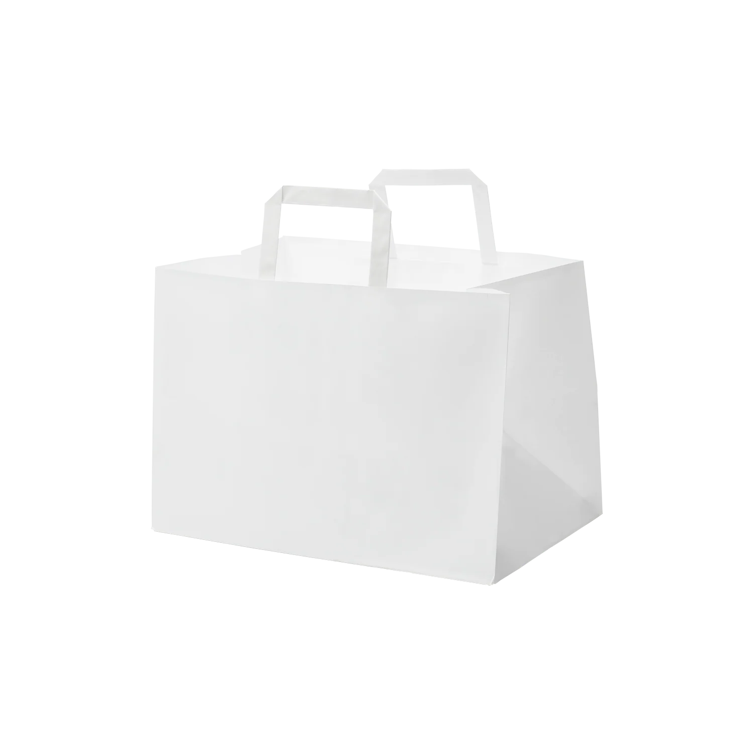 Papieren takeaway draagtas met plat papieren handvat