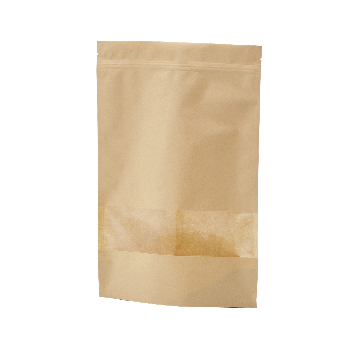Papieren pochette met venster en gripsluiting