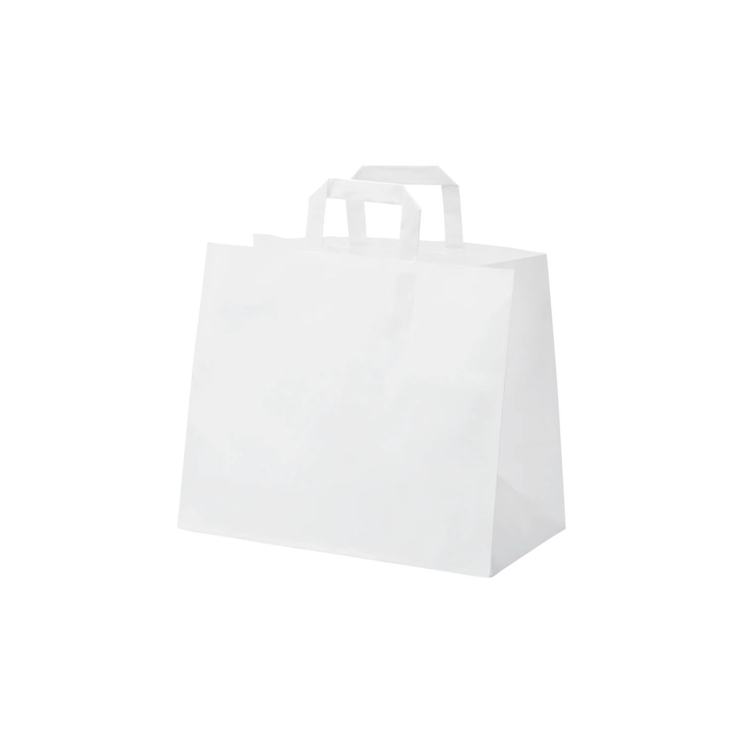 Papieren takeaway draagtas met plat papieren handvat