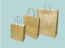 Golden paper bags with twisted paper handles