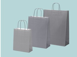 Sacs en papier gris avec poignees torsadees