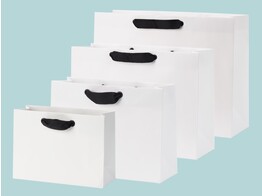 Luxury white kraft paper bags with black ribbons