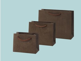 Luxury paper bags covered with dark brown suede