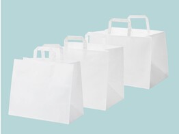 Sacs en papier blanc TakeAway avec poignees plates