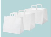 Sacs en papier blanc TakeAway avec poignees plates